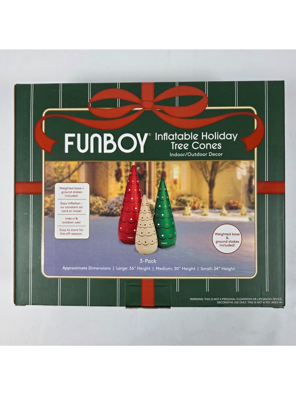 Funboy Inflatable Holiday Tree Cones for indoor/outdoor decor 3-pack - NEW